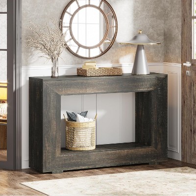 HDZNVF 47in Farmhouse Console Table, Entryway Console Table with Storage, Industrial Hallway Accent Table in Black
