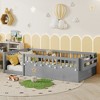 Twin Size Floor Bed Frame with High Rails, Light and Storage Shelf - 3 of 4