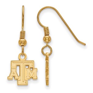 Black Bow Jewelry 14k Yellow Gold Plated Sterling Silver Texas A&M Aggies NCAA Dangle Earrings - 1 of 3