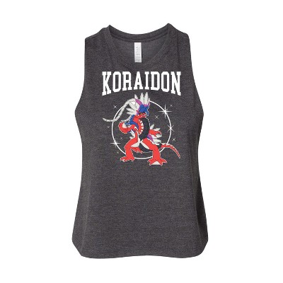 Women's Pokémon Koraidon Collegiate Graphic Racerback Tank - Heather Charcoal - Medium