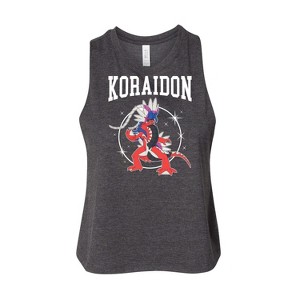 Women's Pokémon Koraidon Collegiate Graphic Racerback Tank - Heather Charcoal - Medium - 1 of 2