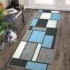 2 x 6 ft Polyester Light Blue Rectangular Hallway Bathroom Entryway Kitchen Office Foldable Block Printed Modern Washable Area Rug - 2 of 4