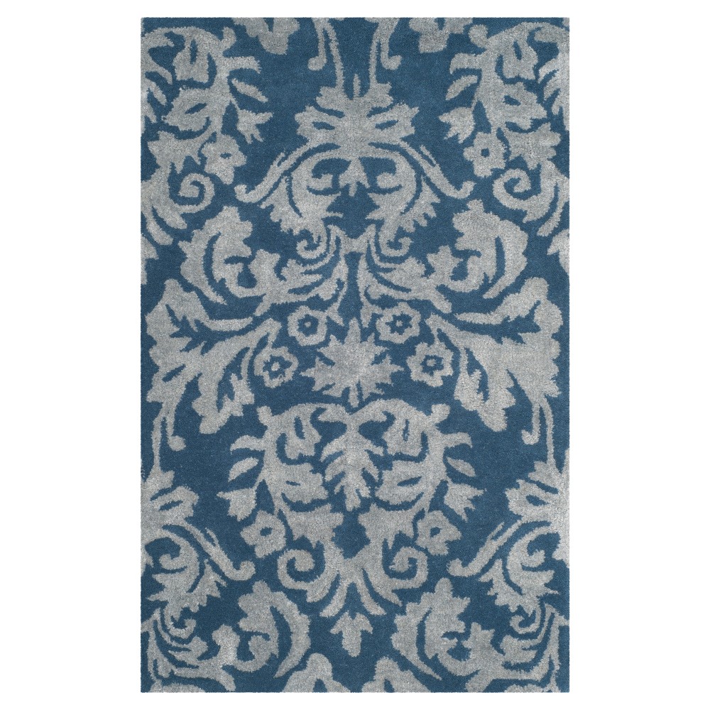 Navy/Gray Leaf Tufted Accent Rug 2'6inx4' - Safavieh
