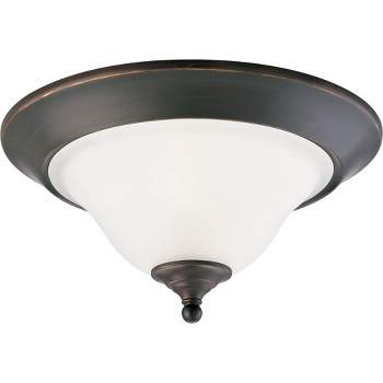 Progress Lighting Trinity Collection 2-Light Flush Mount Ceiling Fixture, Antique Bronze, Etched Glass Shade