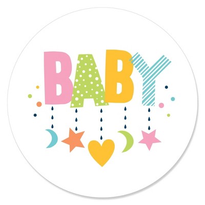 Big Dot of Happiness Colorful Baby Shower - Gender Neutral Party Circle Sticker Labels - 24 Count