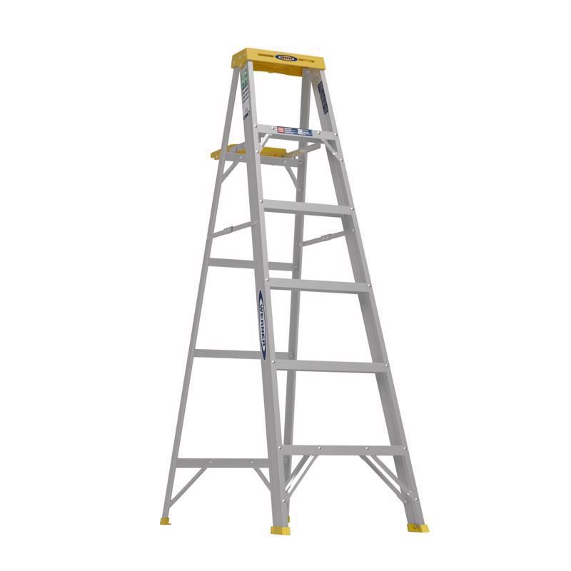 Werner 6 ft. H Aluminum Step Ladder Type II 225 lb. capacity, 1 of 2