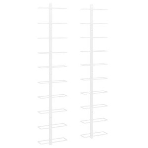 vidaXL Wall-Mounted Metal Wine Rack - White, with Capacity for 10 Wine Bottles, Modern Design for Kitchen, Pantry, and Bar Spaces - 1 of 4