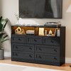 7 Drawer Dresser for Bedroom with LED Lights, Wooden Chest of Drawers with 2 Open Compartments and Charging Station for Closet, Entryway - 3 of 4