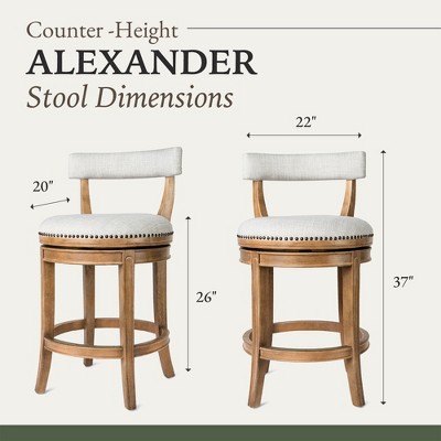 Weathered Oak Swivel Counter Stool with Sand Upholstery