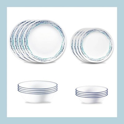 Ocean Blues Ceramic 16-Piece Dinnerware Set, Service for 4