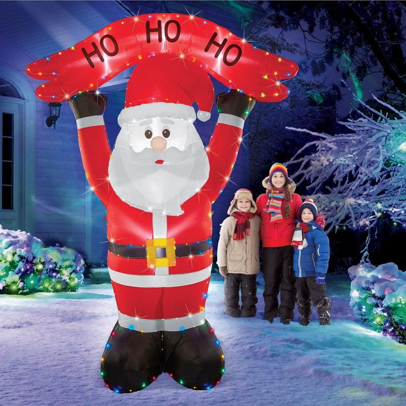 Collections Etc 8 Foot LED Light Santa Outdoor Inflatable Decoration 77 X 32 X 104, 2 of 3
