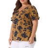 Agnes Orinda Women's Plus Size V Neck Ruffle Sleeve Floral Summer Casual Blouses - 2 of 4