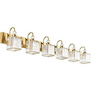 Runesay Modern Gold Vanity Lights - 6-Light Gold Crystal Bathroom Vanity Lights Over Long Mirror - 1 of 4