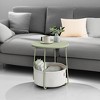 Simple Trending Small Bedside Table with Fabric Basket Laurel Green + Cream White - 3 of 4
