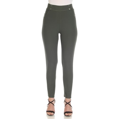 Women's Super Soft Elastic Waistband Scuba Pants - White Mark
