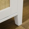 Resenkos Entryway Shoe Storage Bench - with 2 Rattan Sliding Doors, Pine Wood Legs, for Hallway, White - 2 of 4