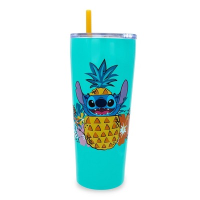 Disney Lilo & Stitch Pineapple 32-Ounce Twist Spout Water Bottle and Sticker Set