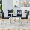 5-Piece Dining Set with Tempered Glass Table and 4 PU Armless Chairs - 2 of 4