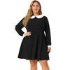Agnes Orinda Women's Plus Size Long Sleeve Peter Pan Collar Elegant Formal Midi Flare A Line Dresses - 4 of 4