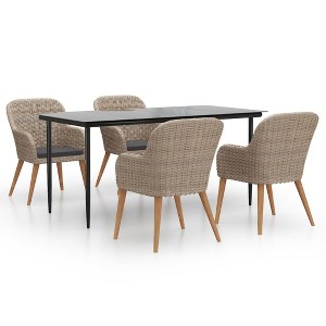 vidaXL Patio Dining Set Outdoor Dining Set Table and Chair Set for Garden - Brown 63" Table Length 4 Items - 1 of 4