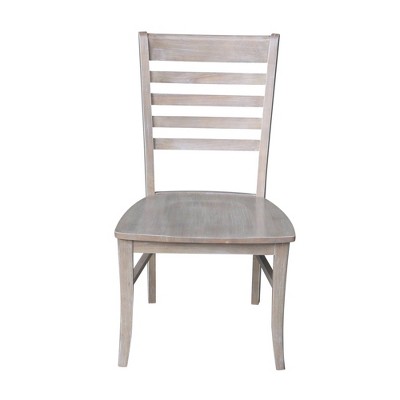 High Slat Ladderback Side Chair in Brown Microfiber Upholstery