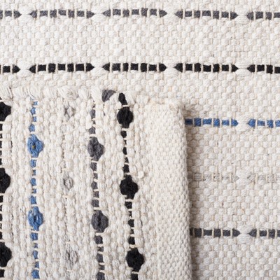 Coastal Charm Ivory Cotton Handwoven Ikat Rug - 3' x 5'