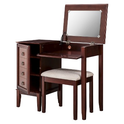 Side Storage Vanity Set Espresso 