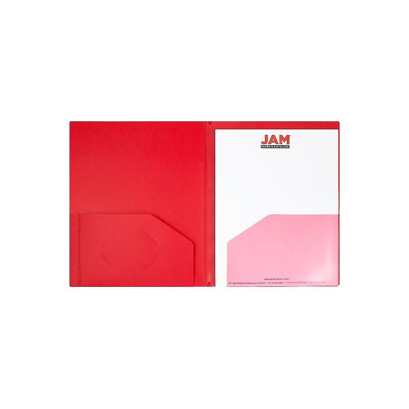JAM Paper Heavy Duty Plastic Multi-Pocket Folders 6 Pocket Organizer Red Bulk 72/Pack (389MP6rea), 2 of 4