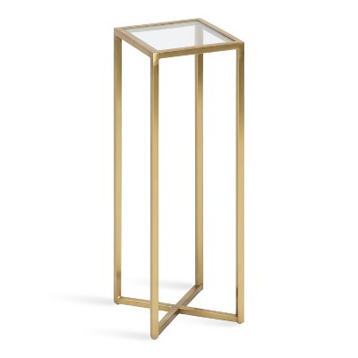Jaspur Gold and Clear Square Metal and Glass Accent Table