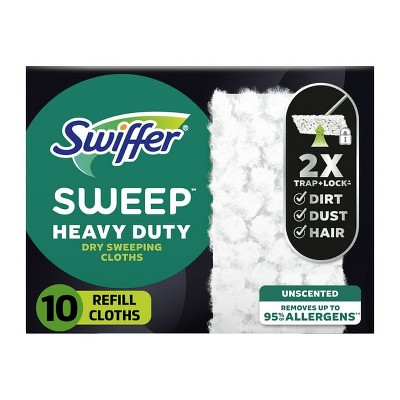 Swiffer Sweeper Heavy Duty Multi-Surface Dry Cloth Refills for Floor Sweeping and Cleaning, 10 count