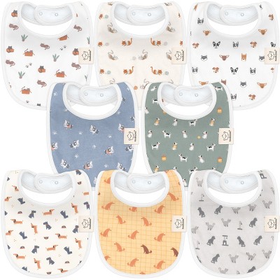 KeaBabies 8pk Organic Baby Bibs for Boy, Baby Drool Bib for Baby Boys and Girls, Newborn Teething Bibs