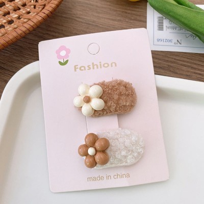 MyKids-USA Cartoon Rabbit, Floral, And Star Hair Clip: Small Fabric And Plush Hair Accessory Set