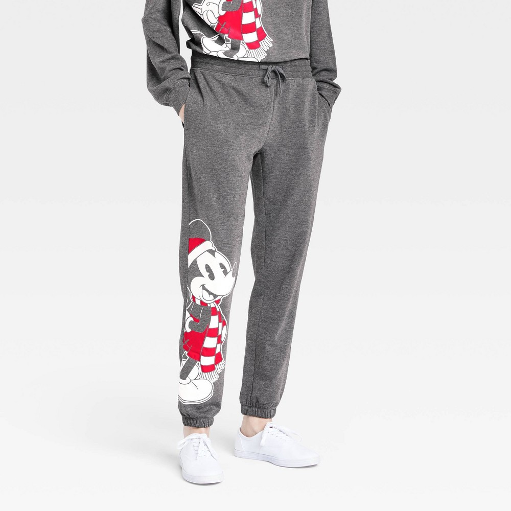 Women's Disney Mickey Holiday Graphic Jogger Pants - Gray XS