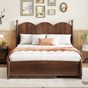 TiramisuBest Queen Upholstered Platform Bed with LED Frame, Twin XL Trundle & 2 Drawers, Pink Linen Fabric, Stylish & Functional - 1 of 4