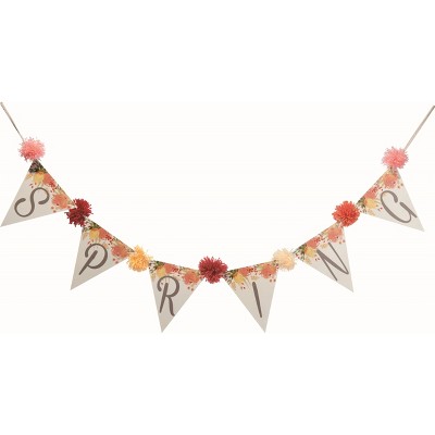 Transpac Cotton 54.75 in. Multicolor Easter Bright Spring Pom-Pom Banner Garland