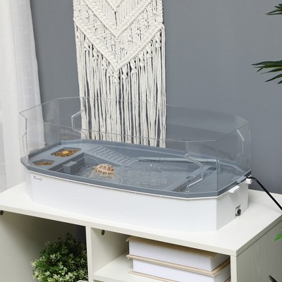 LOVMOR Turtle Aquarium with Basking Platform Turtle Tank Kit Full View Visually Reptile Habitat