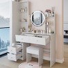 Vanity Table Set Modern with LED Mirror and Storage Drawers for Bedroom Makeup 43.3"W - 3irtyhousy - 3 of 4