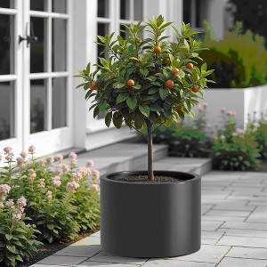 Wooakway Outdoor/Indoor/Decor/Garden Large Tall Metal Planter Pots Planter Boxes Cachepots Nursery Pots - 1 of 4