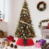 Orieon 33" Red Faux Leather Christmas Tree Collar with Green Bow – Adjustable Modern Tree Base Cover for Holiday Decor. - 2 of 4