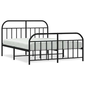 vidaXL 12" Black California King Metal Bed Frame with Headboard & Footboard No Mattress - 1 of 4