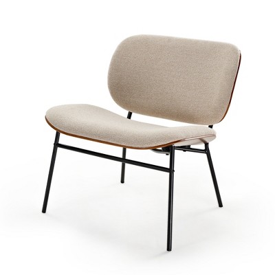 Edie, Walnut Upholstered Lounge Chair,24.41" W x 25.59" D x 26.77" H,White