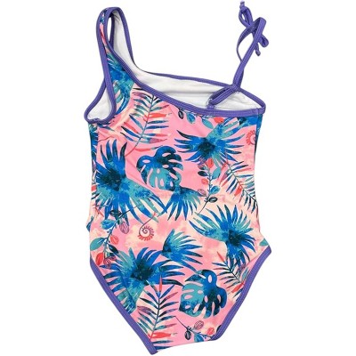 GO COCO Big Girls’ One Piece One Shoulder Swimsuit, Multi/Tropical Floral, 12/14 — фото 2