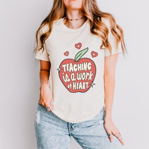 Simply Sage Market Teaching Is A Work Of Heart Apple Short Sleeve Tee - 1 of 4