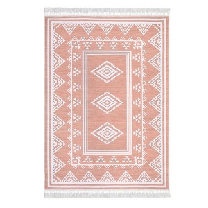 Washable Tassel Bordered Rug Non Slip Low Pile Rug Soft Throw Floor Cover Foldable Indoor Carpet for Living Room Bedroom Playroom Nursery - 1 of 4
