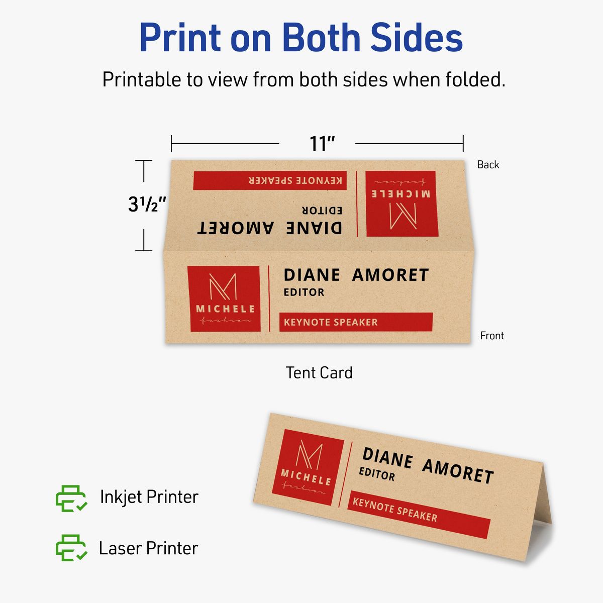 Avery Kraft Brown Tent Cards, 3-1/2" x 11" Rectangle - thumbnail 6