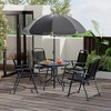 6 Pieces Outdoor Dining Set With Umbrella, Patio Table and 4 Folding Chairs With Umbrella, Garden Patio Furniture Set With Umbrellas - 2 of 4
