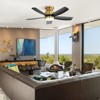 Wanze of Ocean 42 in. Modern Gold Indoor 6-Speed ABS Black Blades Flush Mount Ceiling Fan with 3-Color Dimmable Light and Remote - 3 of 4