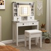 Tangkula Farmhouse Vanity Desk Makeup Vanity Table w/Adjustable Brightness Sliding Mirror White - 4 of 4