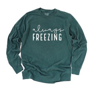 Simply Sage Market Women's Always Freezing Long Sleeve Garment Dyed Tee - 1 of 4