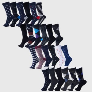 Alpine Swiss Mens Cotton 24 Pack Dress Socks Solid Ribbed Argyle Shoe Size 6-12 - 1 of 4